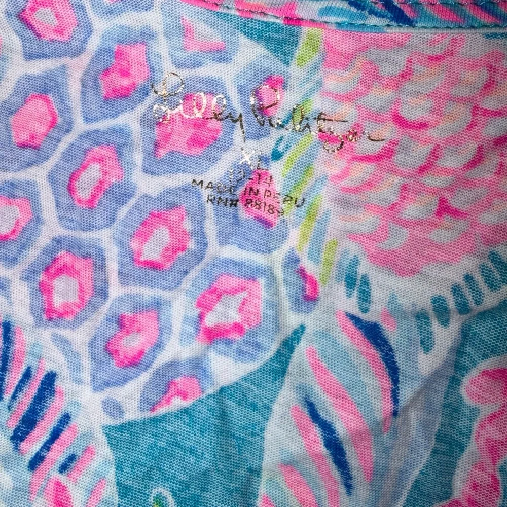 Lilly Pulitzer Girls' Sundari Romper Maldives Green Turtle Wave Sz XL 12-14 Blue - Picture 3 of 3